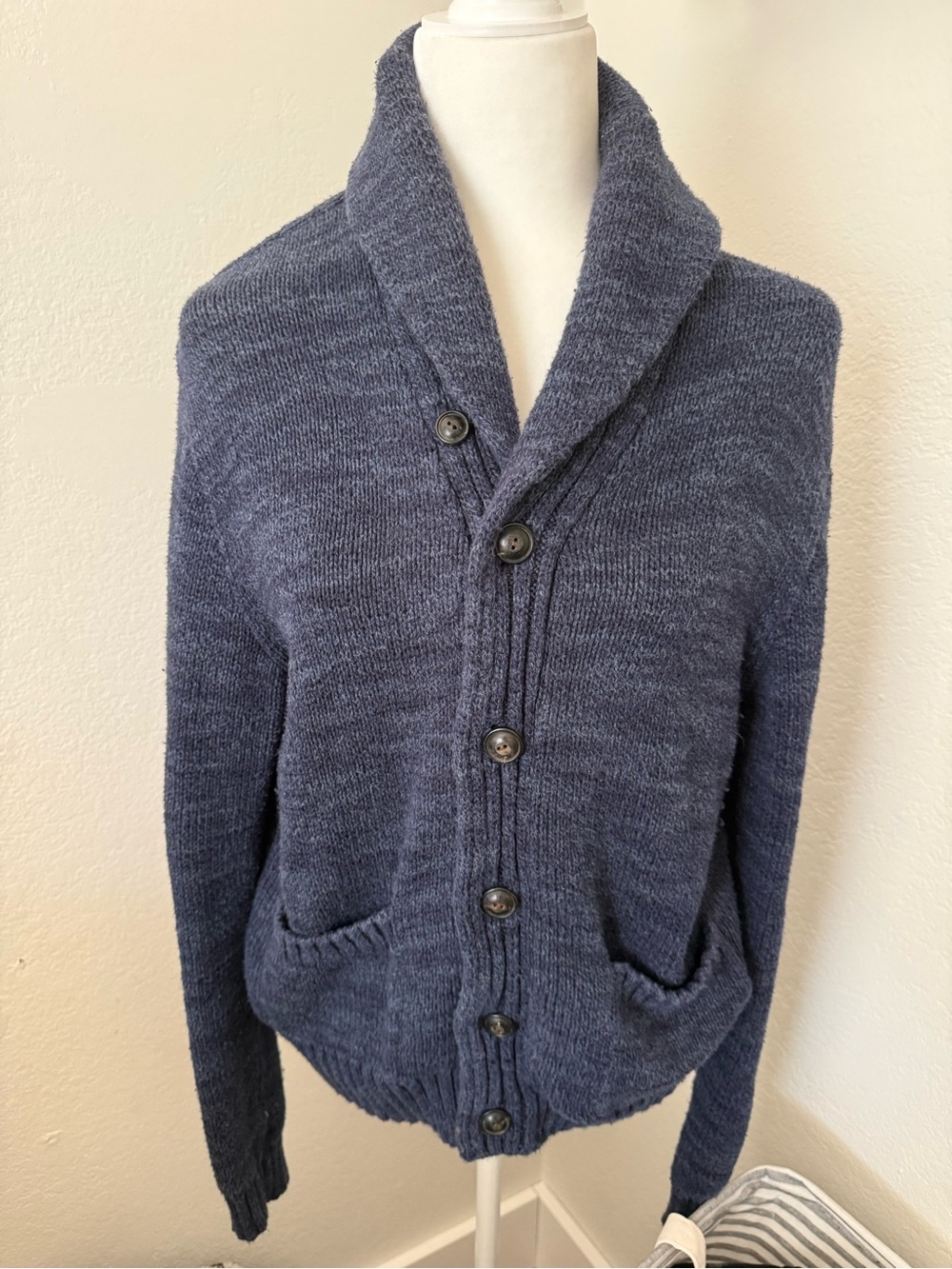 Polo by Ralph Lauren Men's Shawl Collar Cardigan - Navy Blue - Picture 2 of 3
